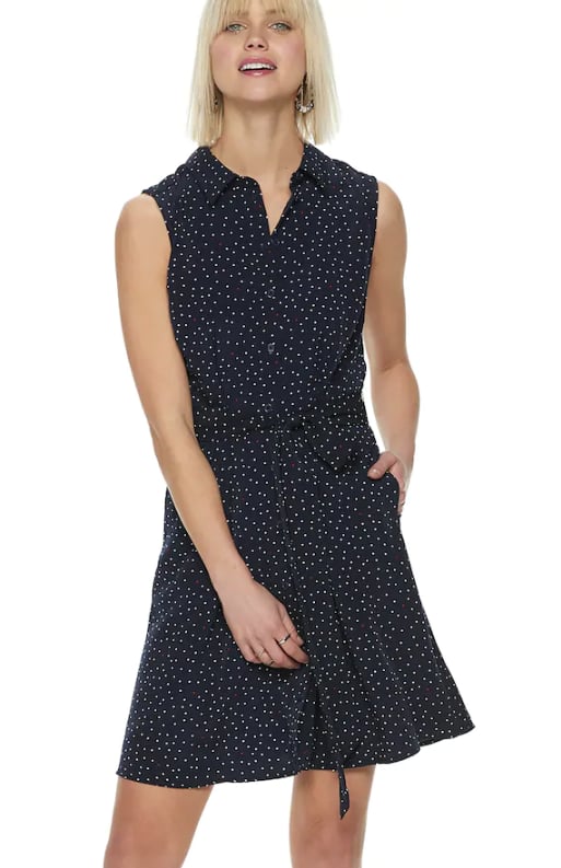 Chiffon Shirt Dress in Highlighted Dots