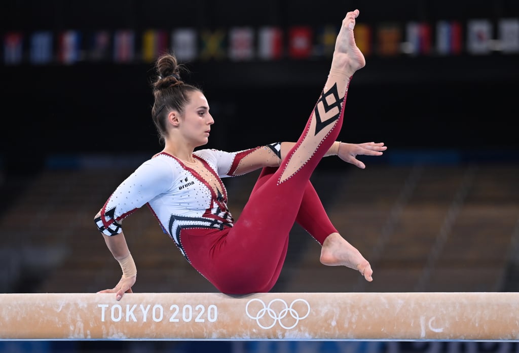 German Gymnast Pauline Schäfer Wears a Unitard on Beam During Women's Tokyo Olympics Qualification