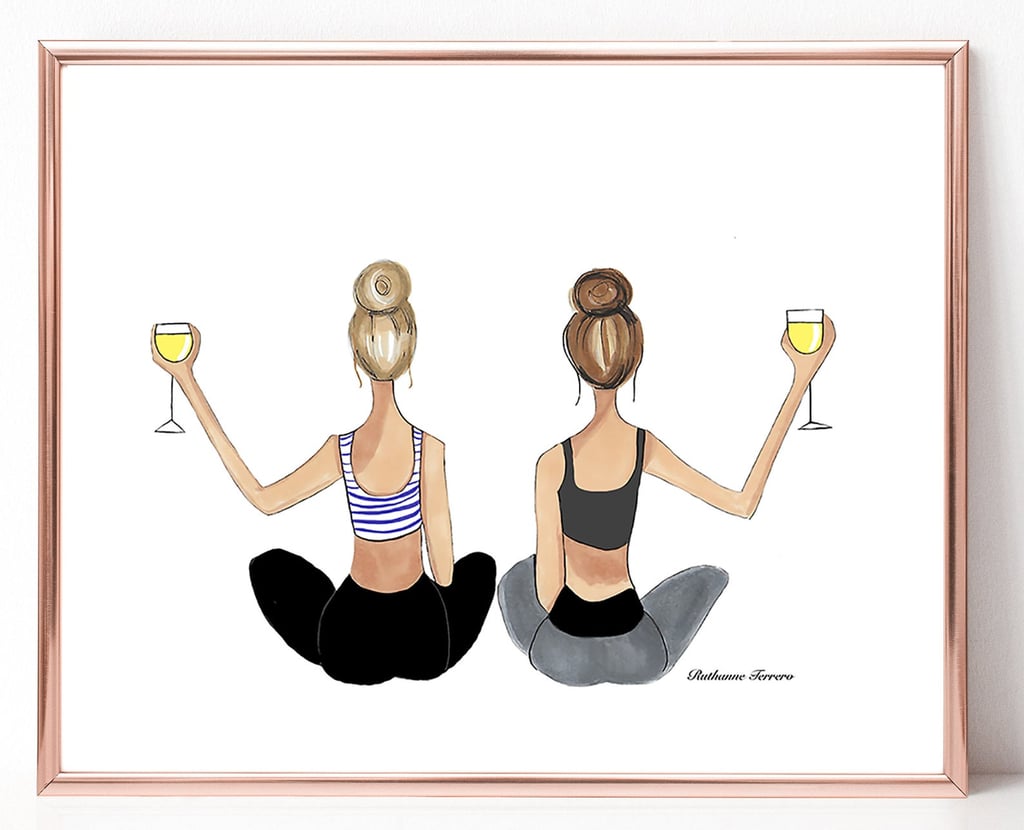 Yoga with Wine Print