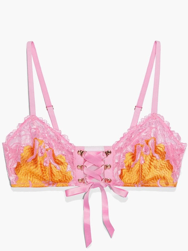 Savage x Fenty daisy embroidery skirted bra in pink