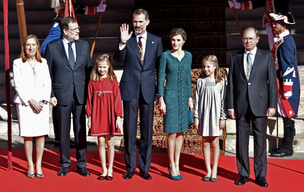 Princess Leonor, King Felipe VI, Queen Letizia, and Infanta Sofía at an inaugural session for the Spanish Parliament in Madrid.