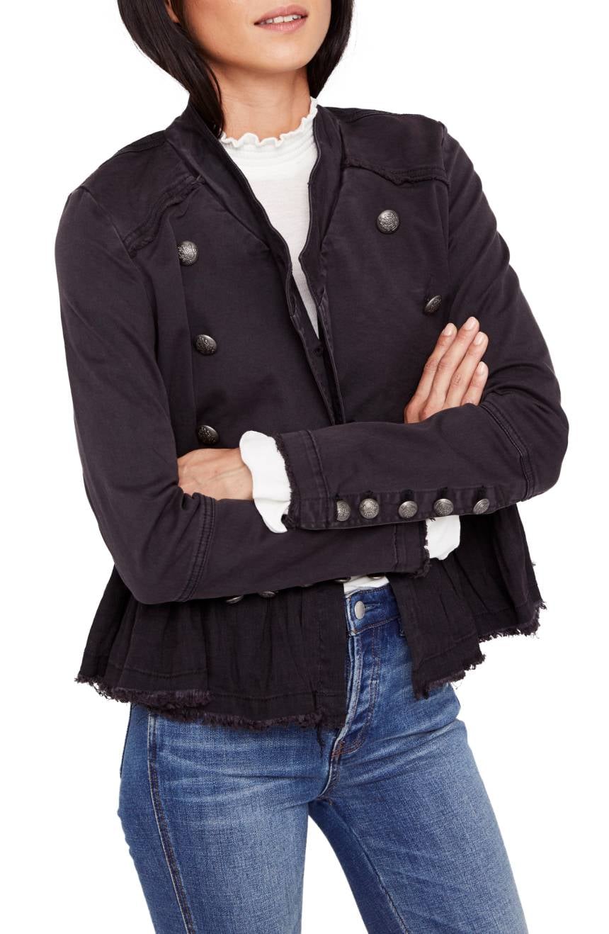 Free people cheap black military jacket