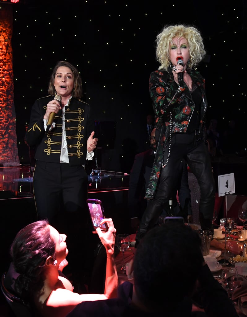 Brandi Carlile and Cyndi Lauper at Clive Davis's 2020 Pre-Grammy Gala in LA