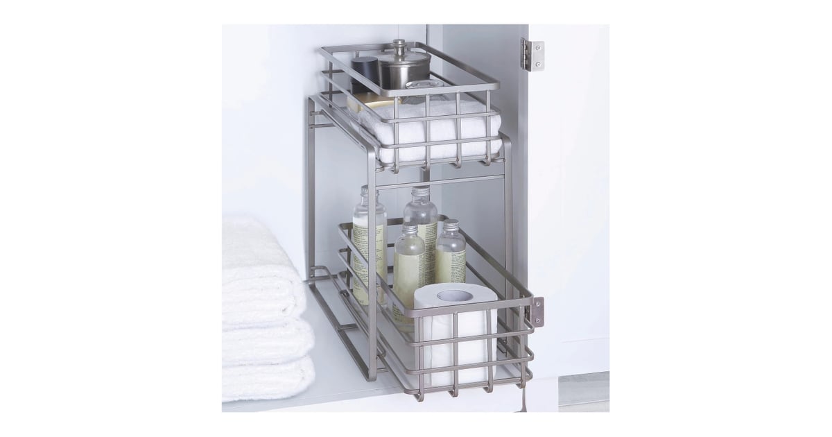 Under Vanity Two Tier Slide Out Utility Storage Bin in Champagne Best