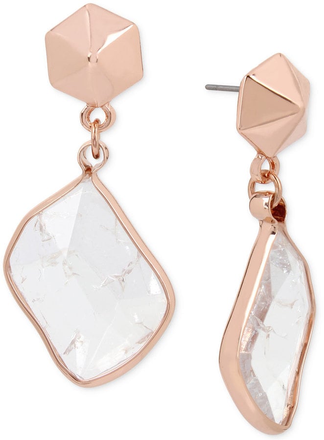Kenneth Cole New York Rose Gold-Tone Crackled Crystal Drop Earrings