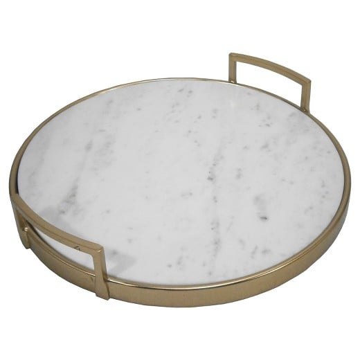 Perfect for hosting or as a mini table. 
Threshold Gold and Marble Tray ($35)