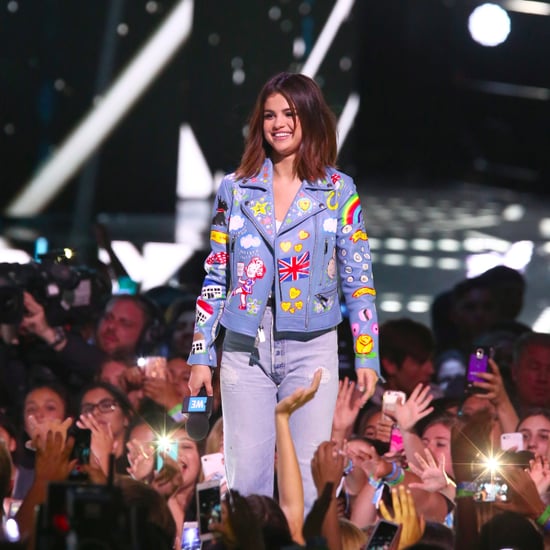 Selena Gomez's Jenny Packham Blue Leather Jacket
