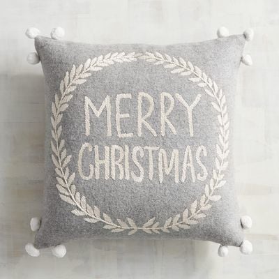 Pom-Pom Merry Christmas Pillow