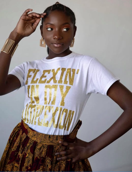Flexin' In My Complexion Tee: White & Gold