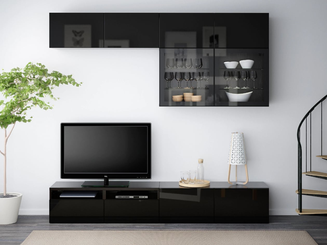 Best TV Storage Combination With Glass Doors Small Spaces Big