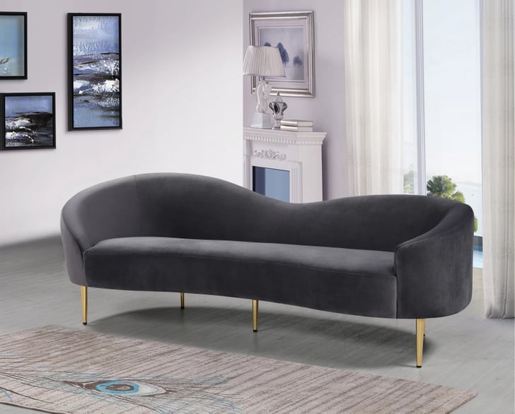 A LuxeLooking Velvet Sofa Shurtz Velvet Curved Sofa The Best Sofas