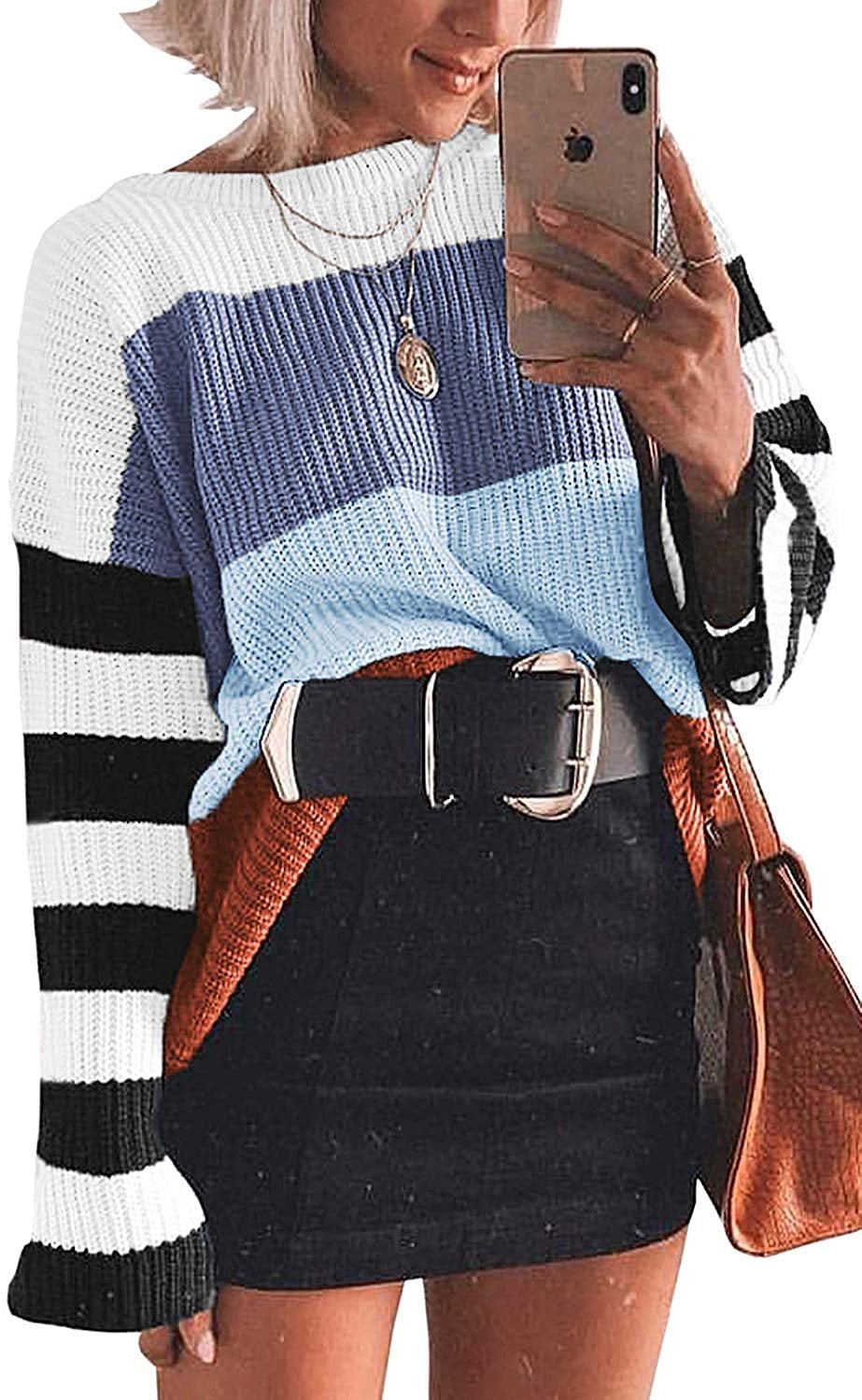 colorblock striped sweater