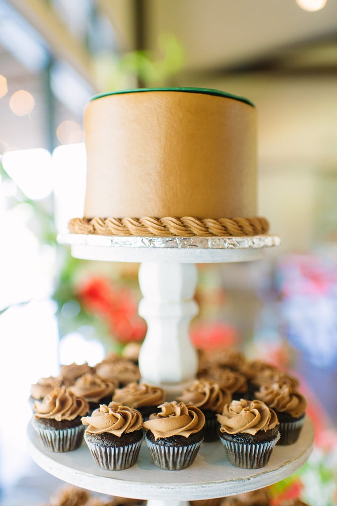 One-tiered cakes shouldn't be ruled out for your big day — this wedding proves that a classic cake can make an impact with a unique stand.