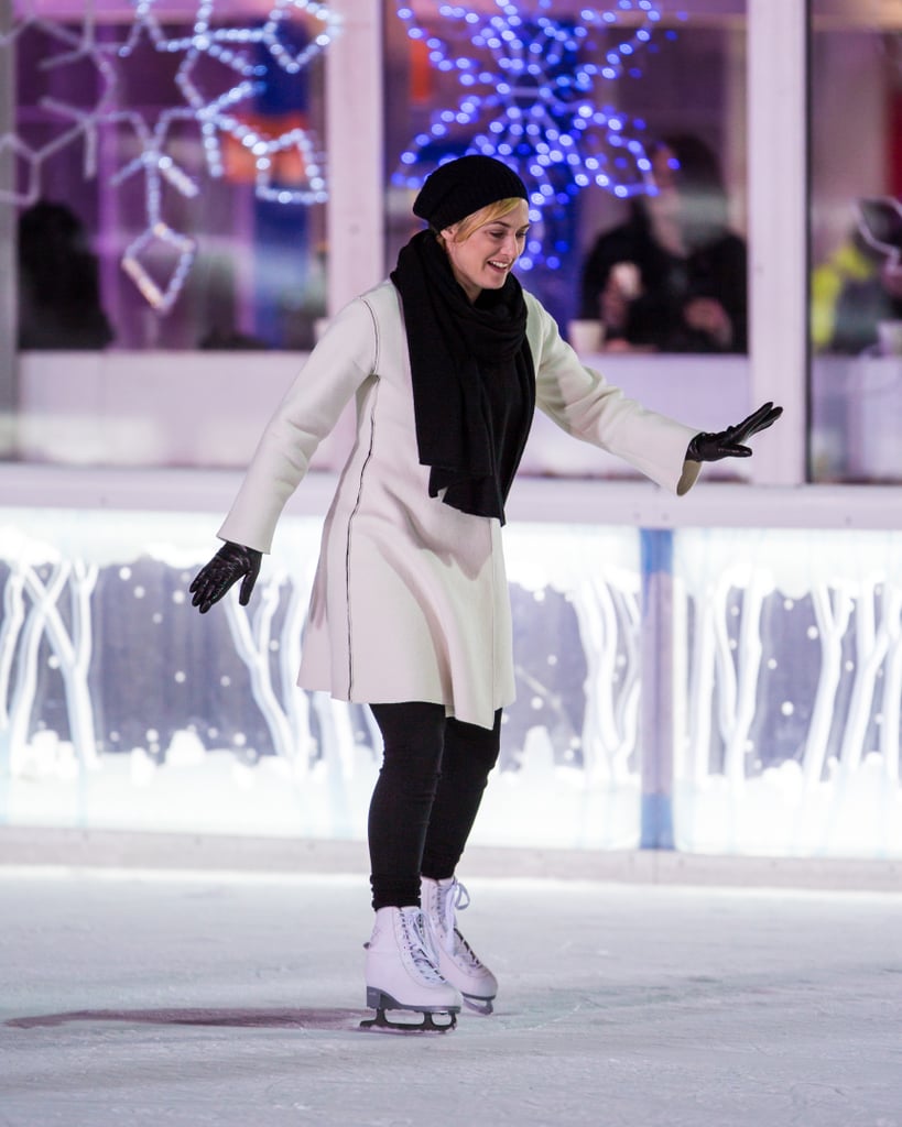Kate Winslet Ice-Skating on Movie Set Photos February 2016