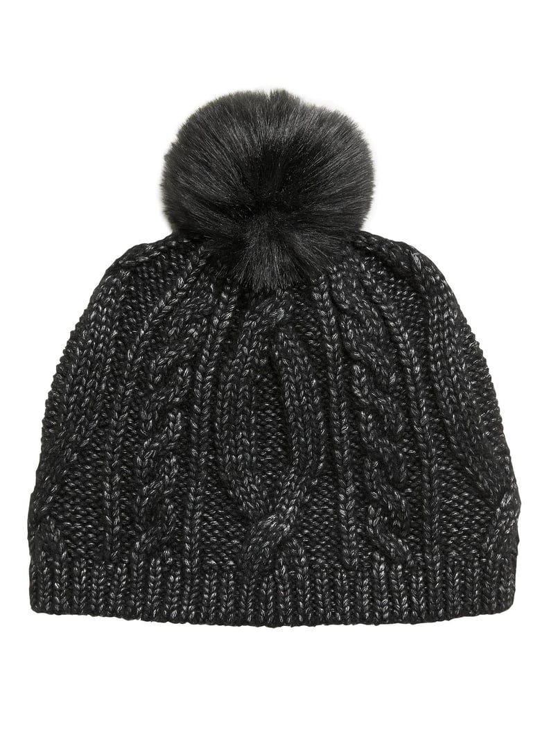 Metallic Cable-Knit Beanie