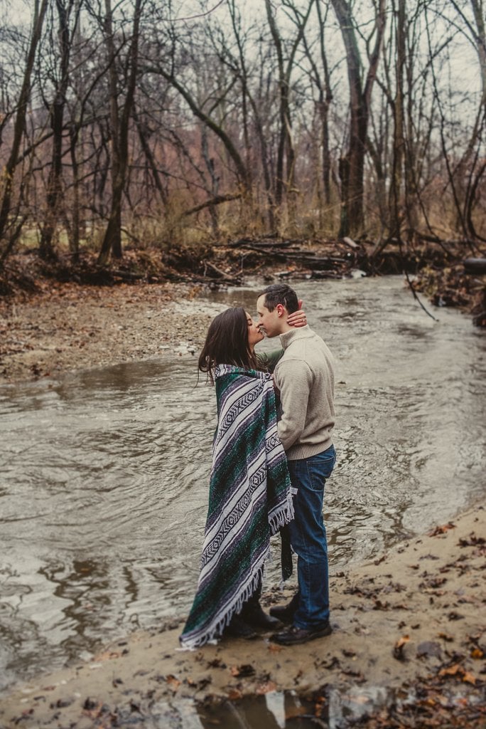 Cover Up With a Blanket What to Wear For Winter Engagement Photos