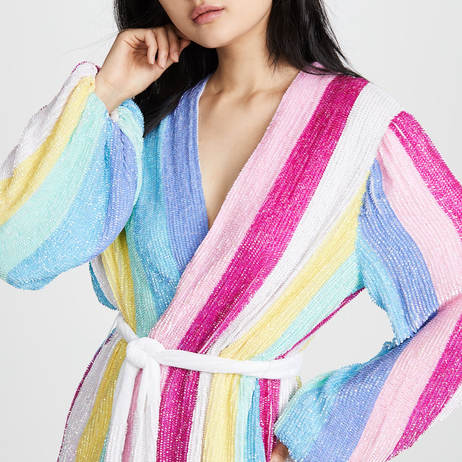 Caroline constas rainbow shop sequin midi dress