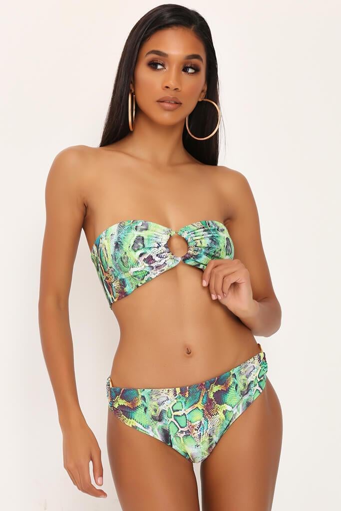 I Saw It First Green Snake Print Bikini Set