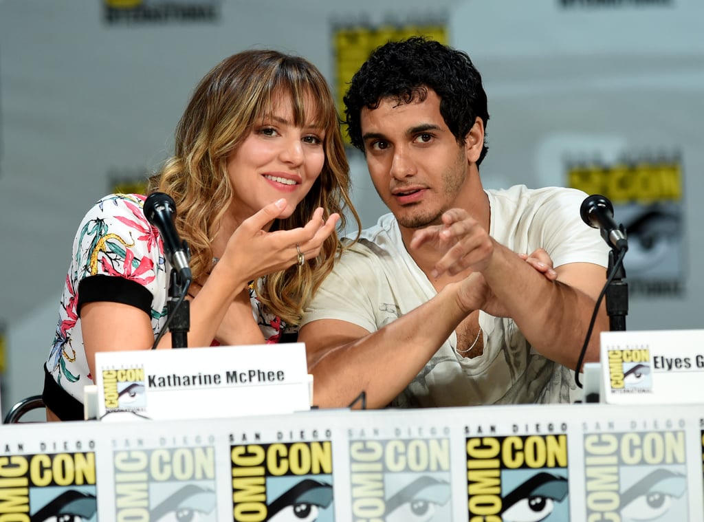 Katharine McPhee and Elyes Gabel shared a cute moment at a panel for their upcoming CBS show, Scorpion, on Thursday.