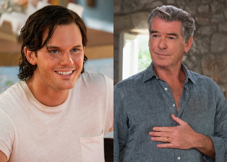 Jeremy Irvine and Pierce Brosnan as Sam