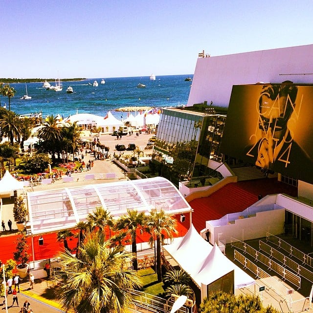 The view of the film festival's storied red carpet steps, taken from the balcony where we shot much of our content for POPSUGAR Now.