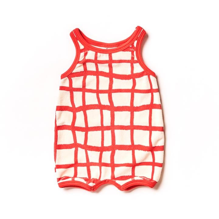 Red Grid Romper