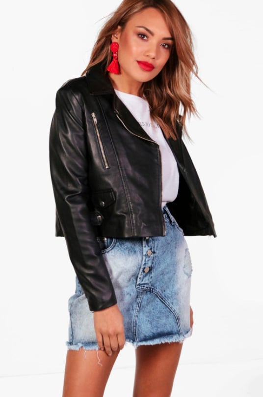 Boohoo Paige Crop Leather Jacket