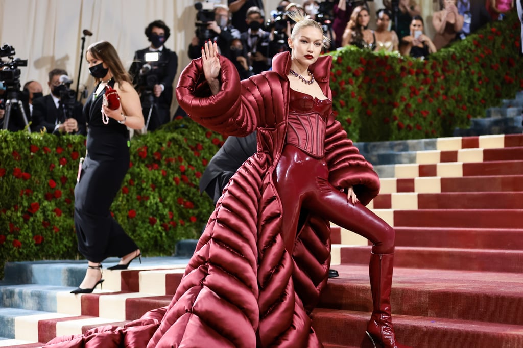 Gigi Hadid's Versace Coat and Catsuit at the Met Gala 2022