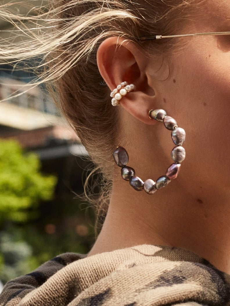 Dafina Pearl Hoop Earrings