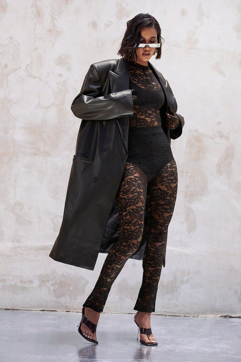 A Leather Overcoat: Kourtney Kardashian Barker Faux Leather Overcoat