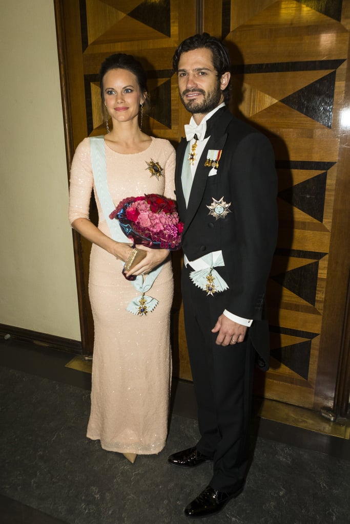 Princess Sofia's patent-leather pointed-toe shoes stuck out from beneath her maxi.
