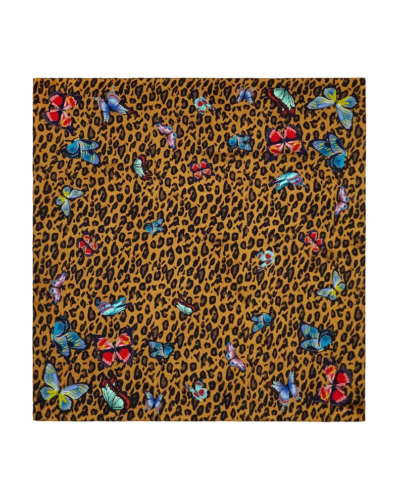 Echo Butterfly Leopard Print Silk Scarf