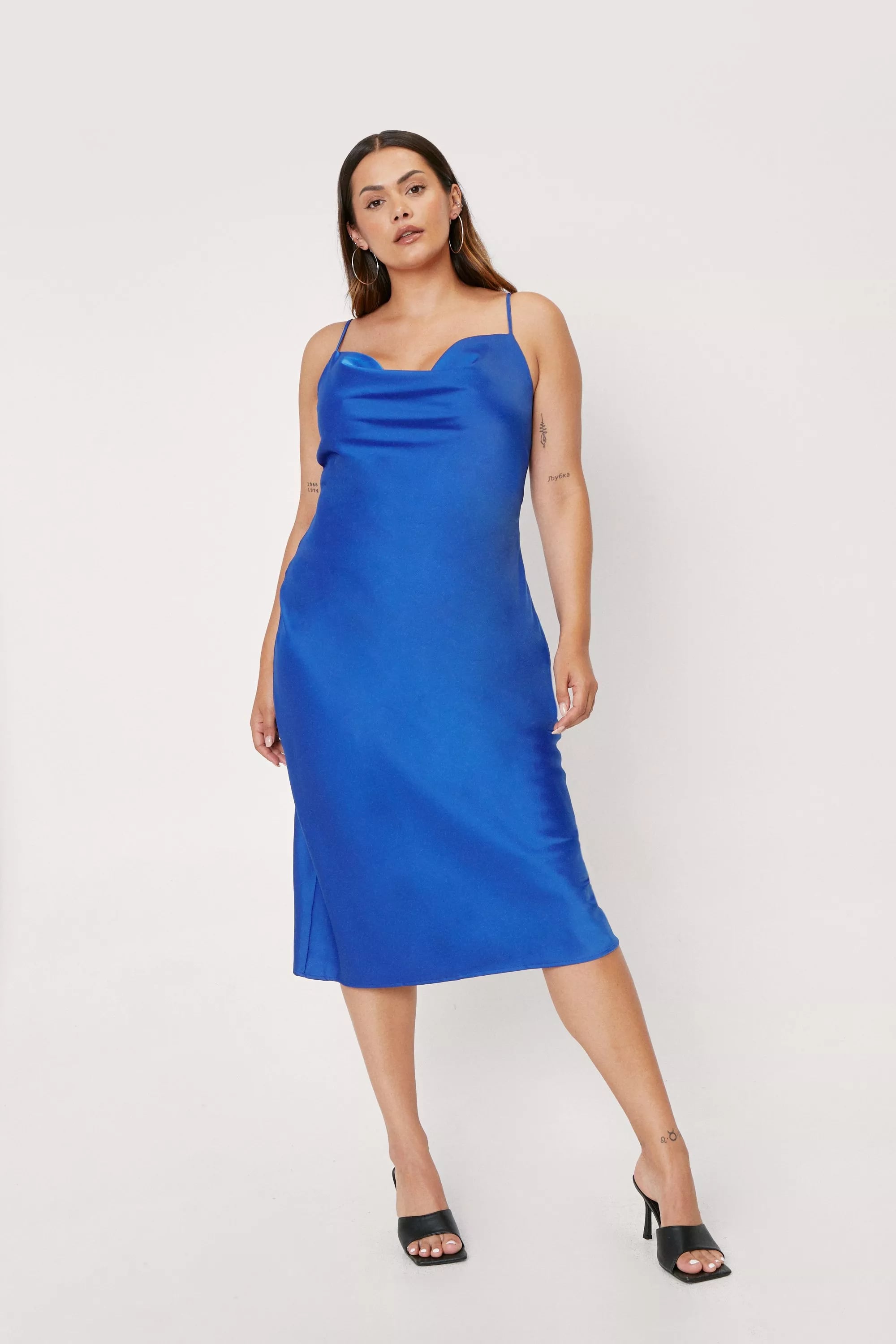 araks blue slip dress Marianne High Slit Satin Maxi Dress • Shop American Threads Women's Trendy Online Boutique Cobalt Blue / L / No returns/exchanges main image 1