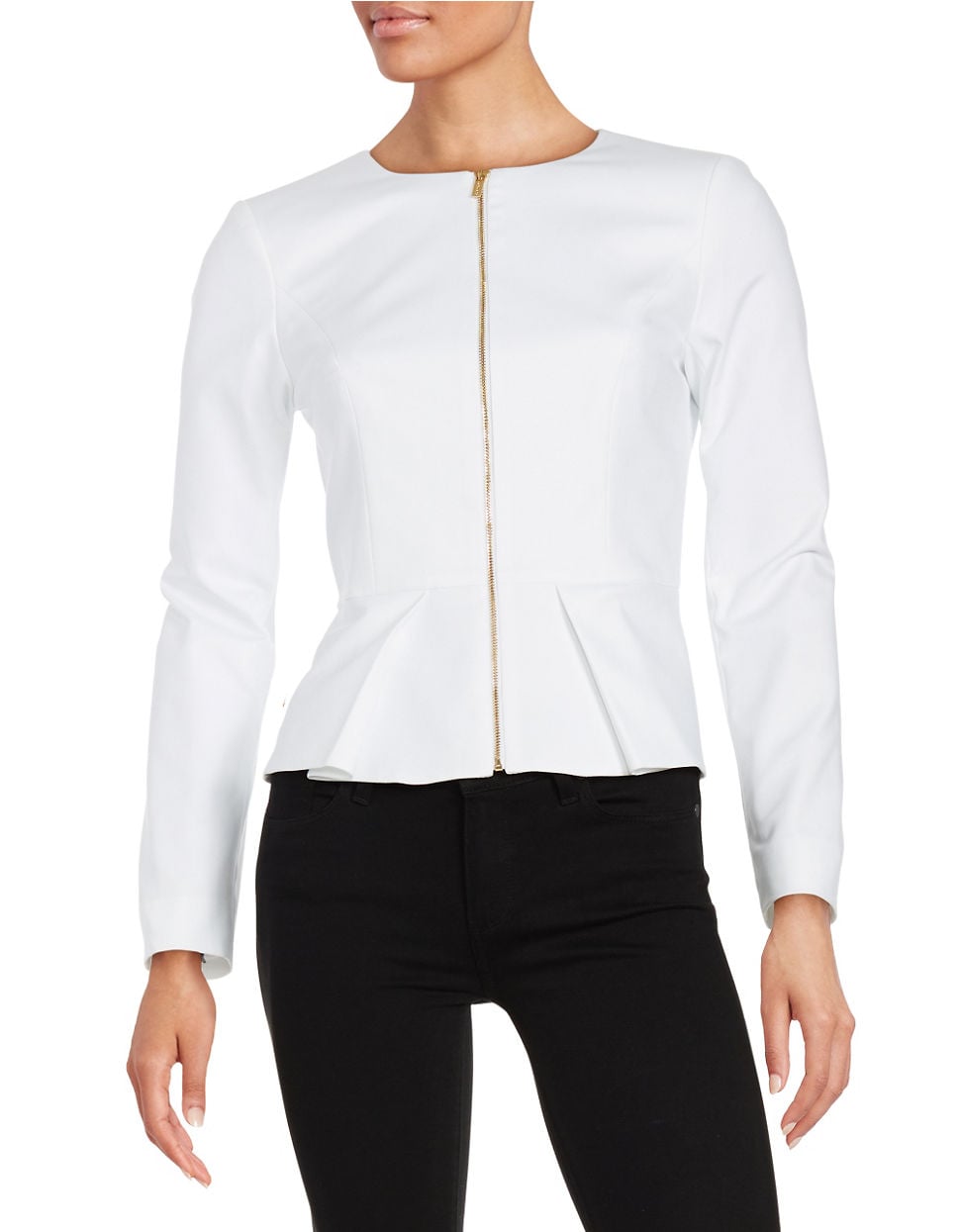 white peplum blazer