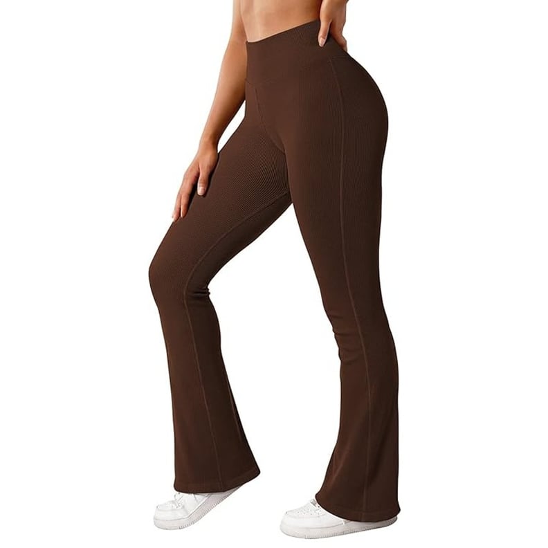 Old Navy High Rise Flare Leggings Yoga Pants Brown With Slits