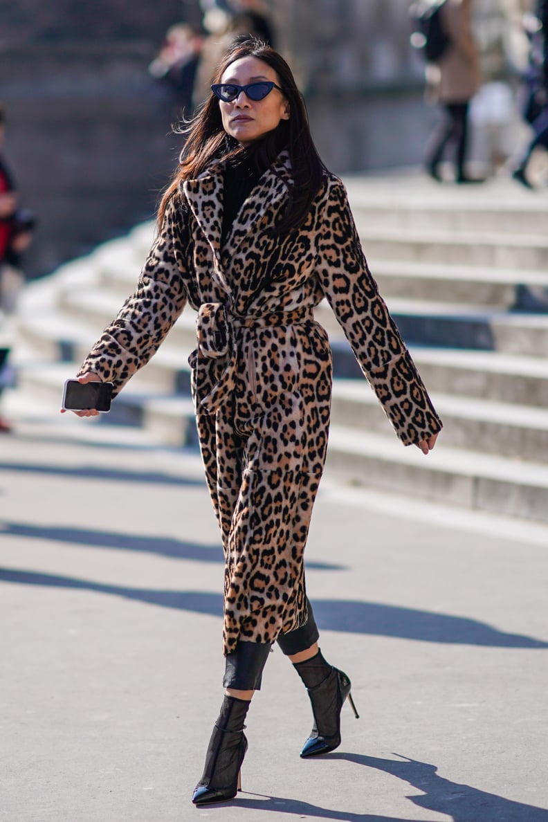 Style Your Leopard-Print Coat With: A Black Turtleneck, Pants, and Heeled Boots