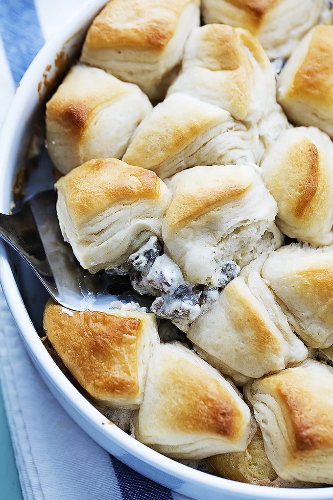 biscuit breakfast casserole with gravy