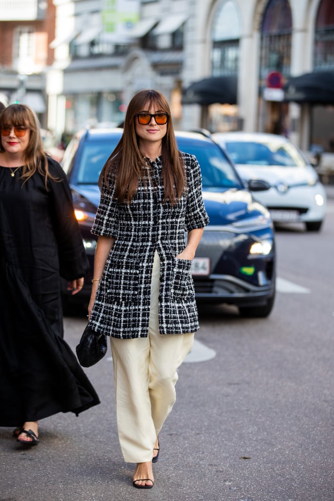 Tweed Jacket and Wide-Leg Trousers