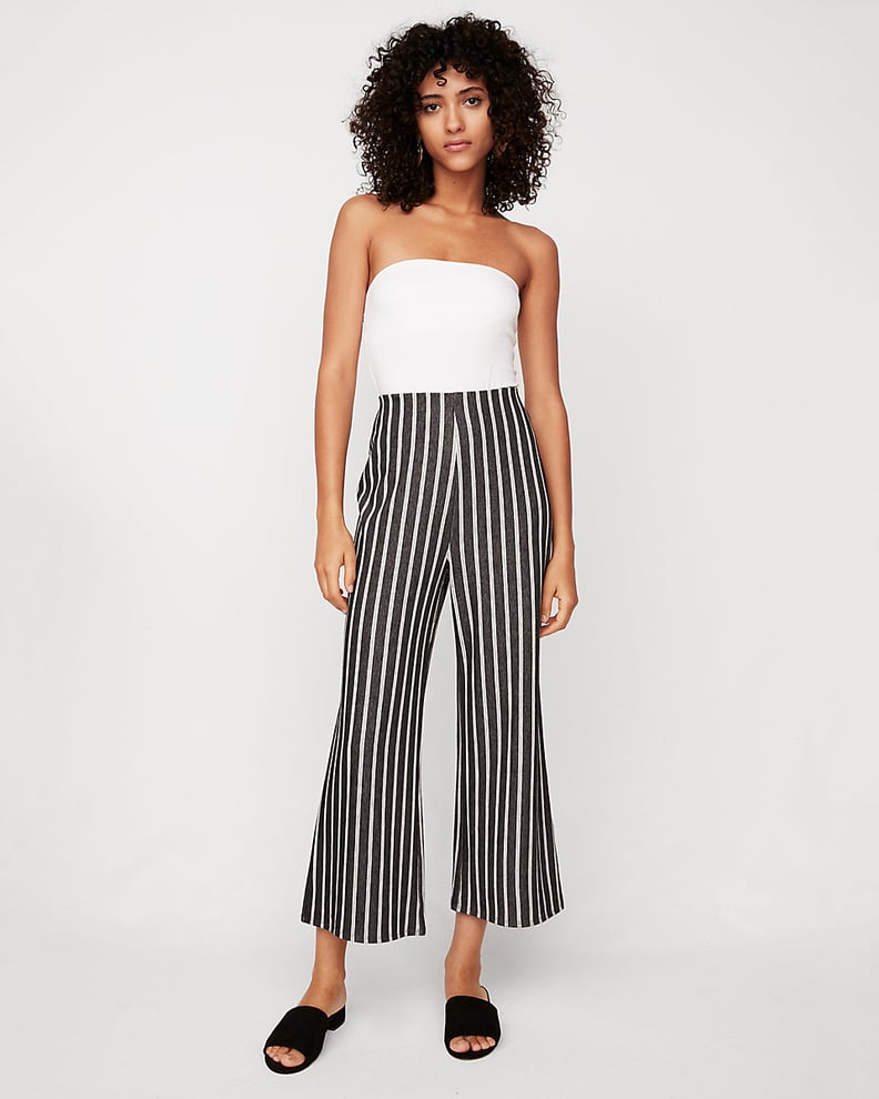 Express High-Waisted Striped Cropped Pants