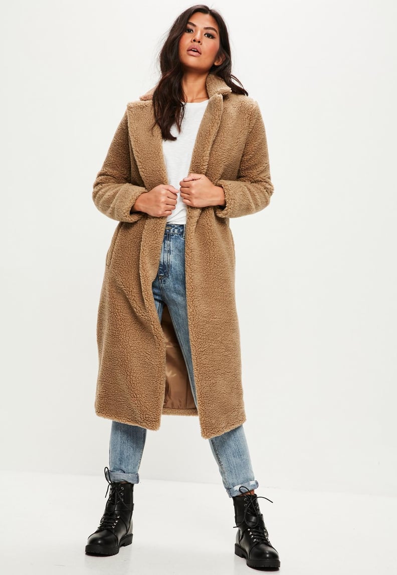 Missguided Tan Borg Teddy Coat