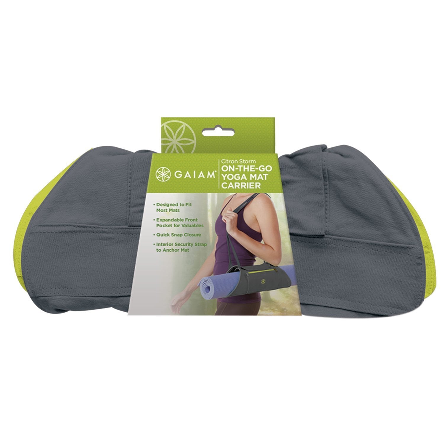 Gaiam Yoga Mat Slap Band, Yoga Mat Carrier, Black, 20 Length 