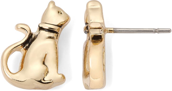 Pet Friends Cat Gold-Tone Button-Stud Earrings ($10)