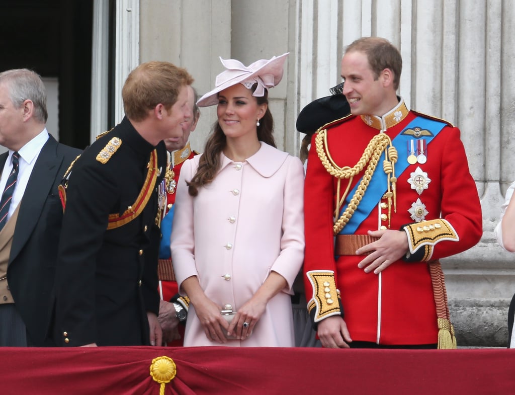 Prince Harry chatted with Will and Kate as they prepared for the flypast.