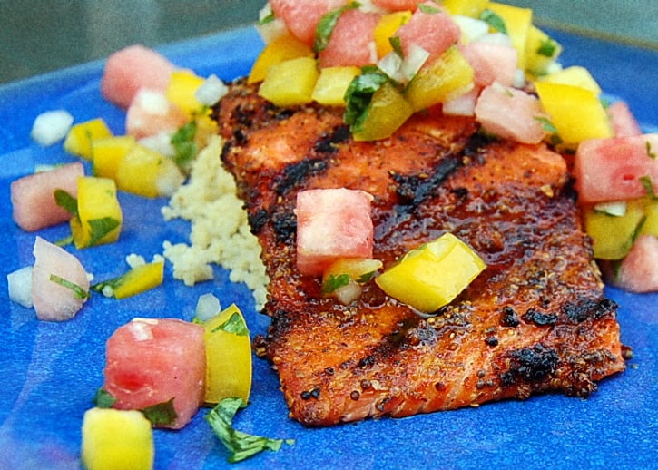 Spice-Crusted Salmon With Watermelon Salsa