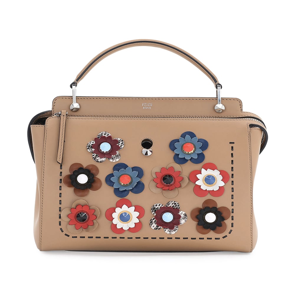 Fendi .COM Medium Floral Leather Satchel Bag, Nude ($3,300)