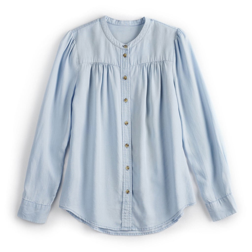 POPSUGAR Shirred Button Down Shirt