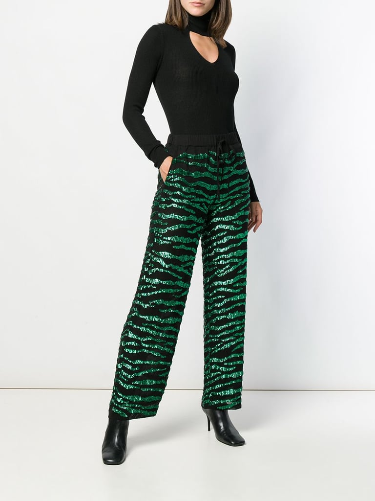 P.A.R.O.S.H. sequin-trim high-waist Trousers