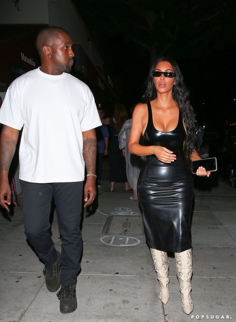 Kim Kardashian Black Latex Outfit on Date With Kanye West
