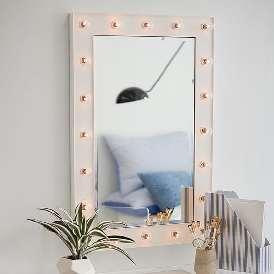 Pottery barn vanity mirror with lights new arrivals