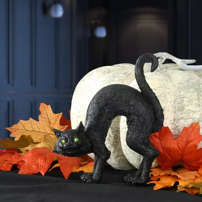 Black Spooky Cat Halloween Prop